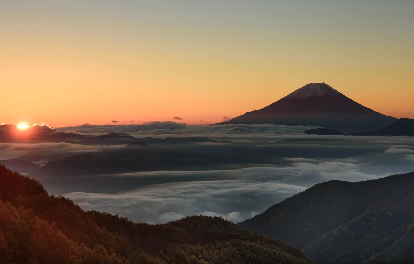 Photo wallpaper the sky, landscape, mountains, hills, the volcano, Japan, Fuji, Fuji