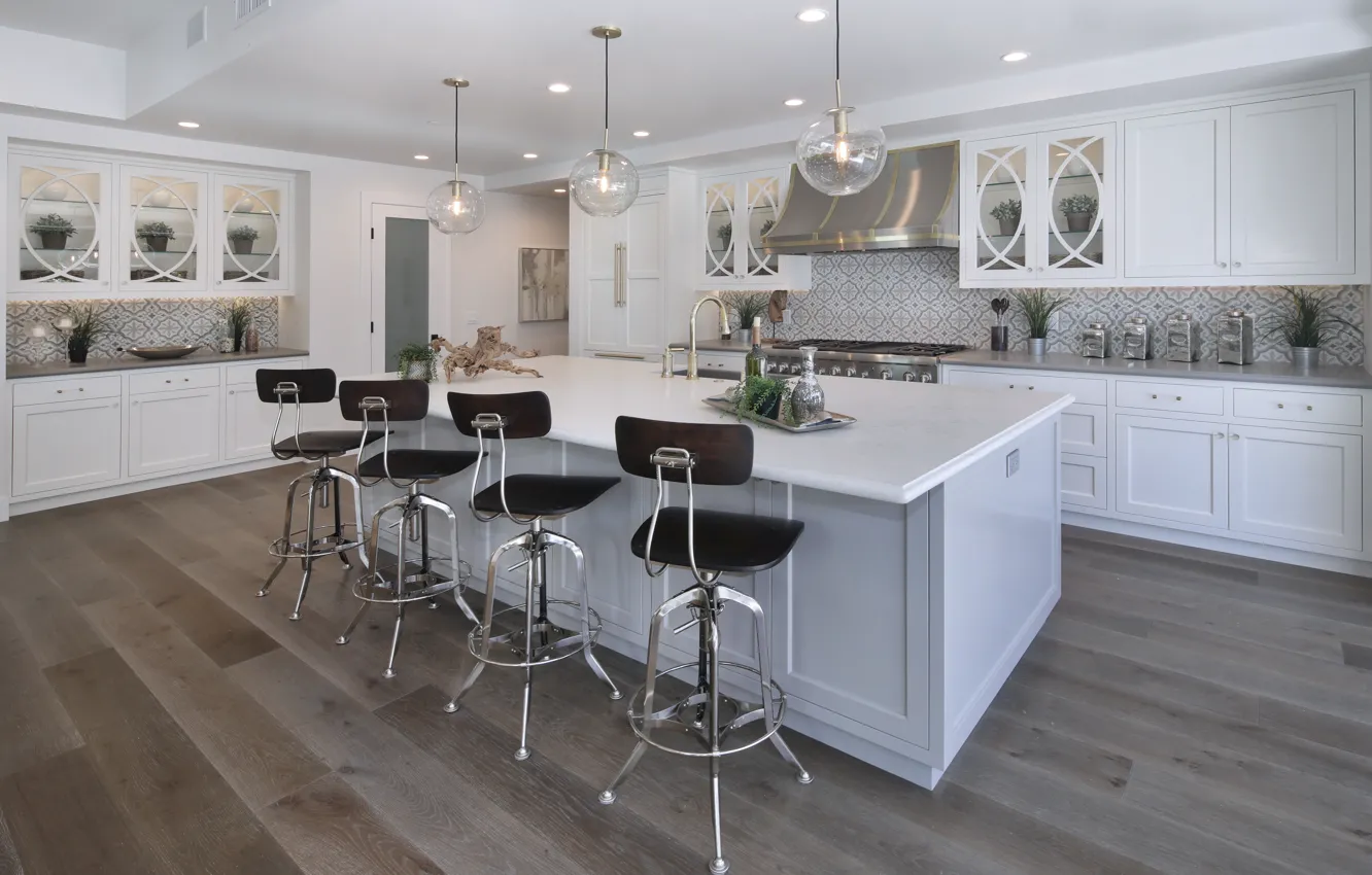 Photo wallpaper design, table, furniture, lamp, interior, chair, kitchen