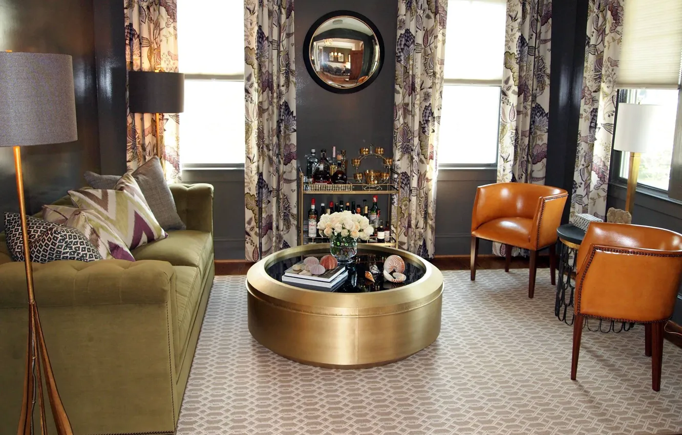 Photo wallpaper design, style, interior, bar, living room, Sexy living room, by Elizabeth Reich