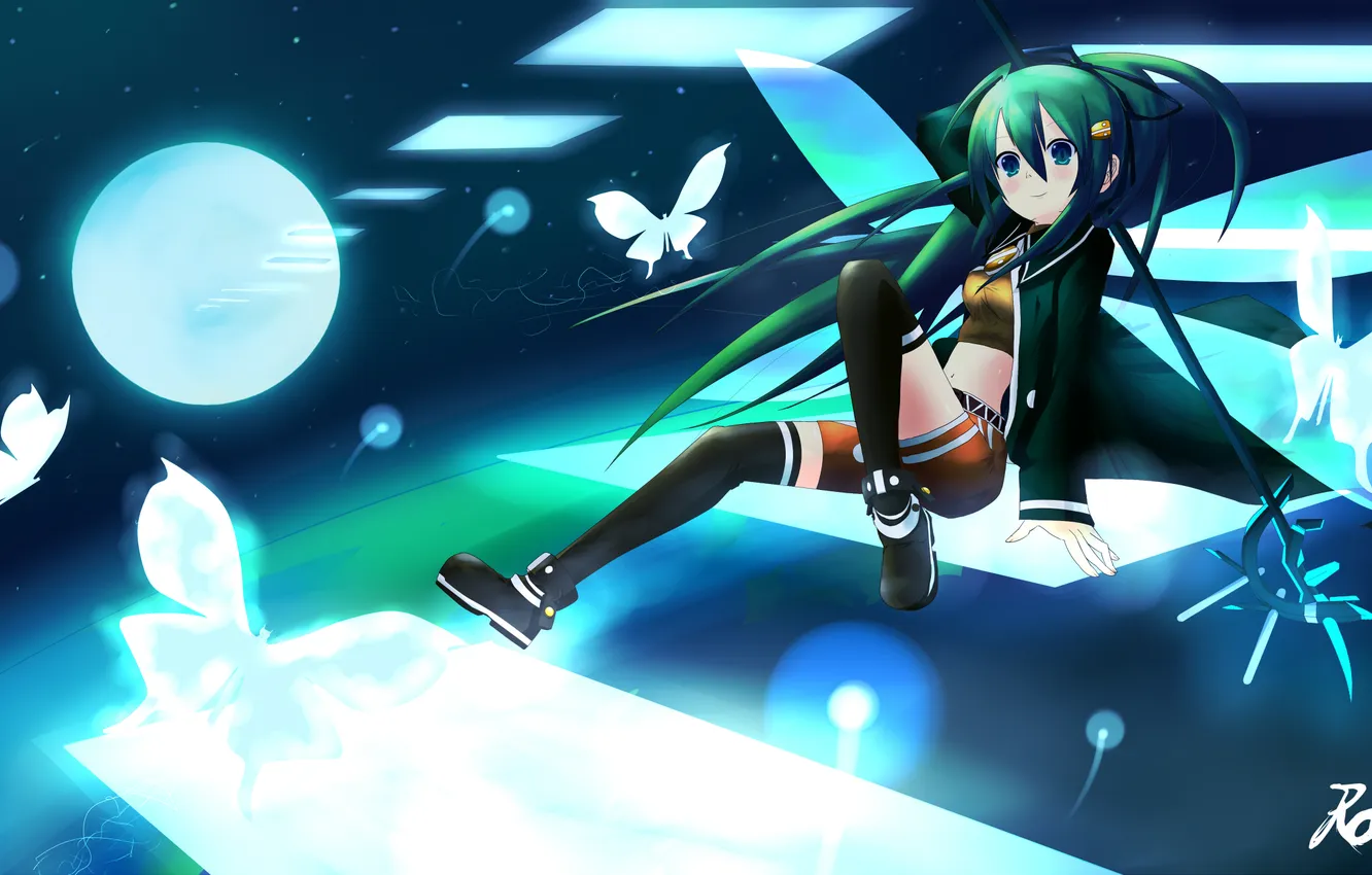 Photo wallpaper girl, weapons, butterfly, sword, anime, art, rayrard