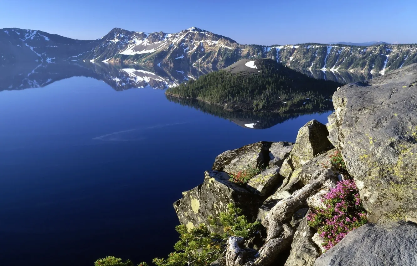 Photo wallpaper mountains, rock, lake, blue, Lazur, landscape
