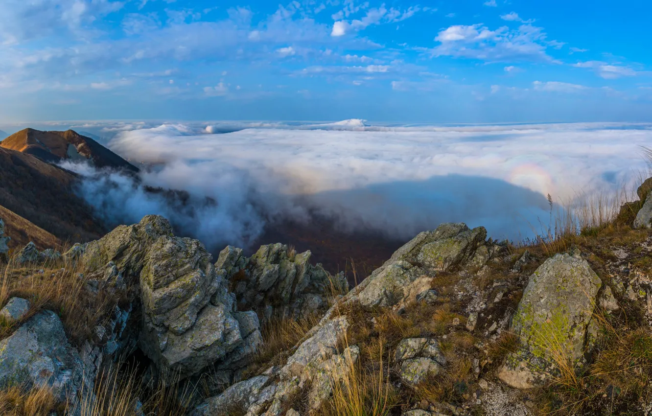 Photo wallpaper clouds, landscape, mountains, nature, stones, The Caucasus, Beshtau