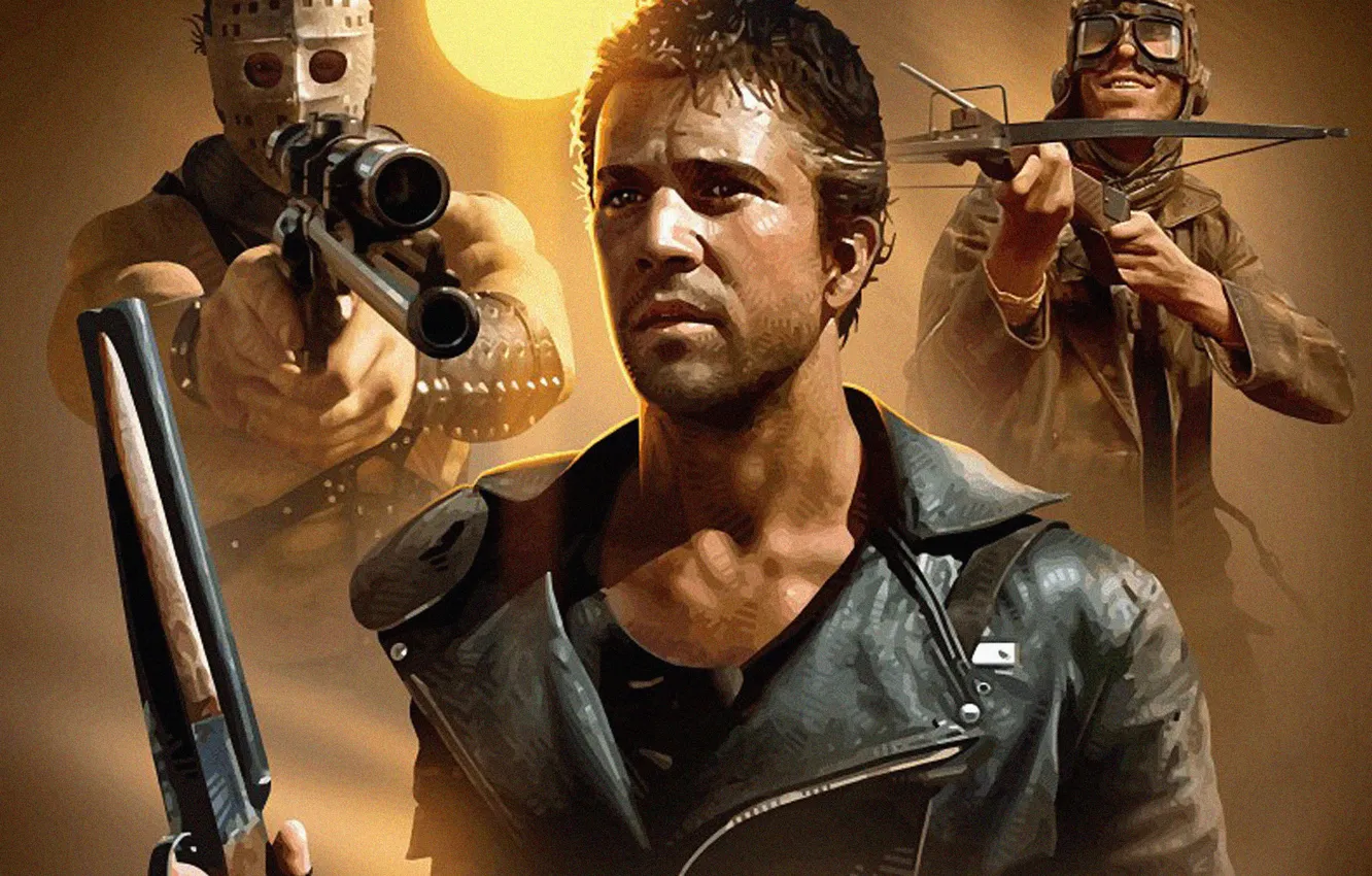 Photo wallpaper the sun, sunset, gun, weapons, mask, actor, male, pilot