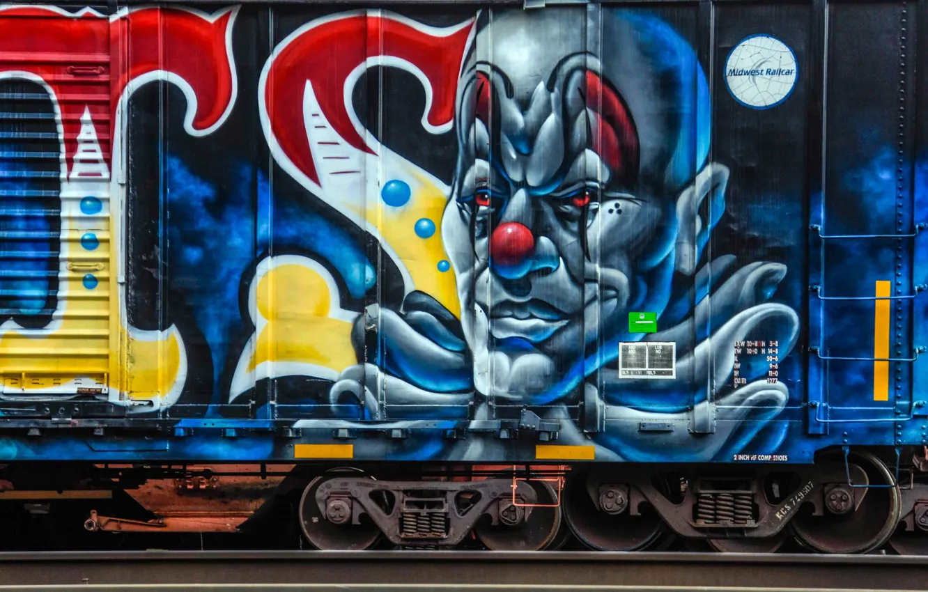 Photo wallpaper graffiti, the car, railroad