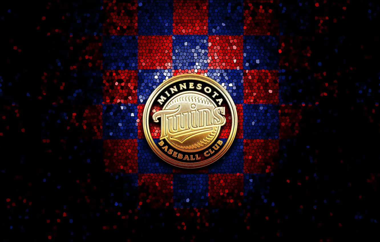 Photo wallpaper wallpaper, logo, Sport, baseball, glitter, checkered, MLB, Minnesota Twins