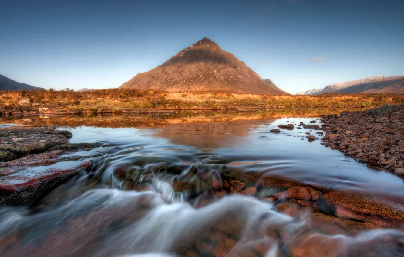Photo wallpaper mountains, river, stream, Scotland