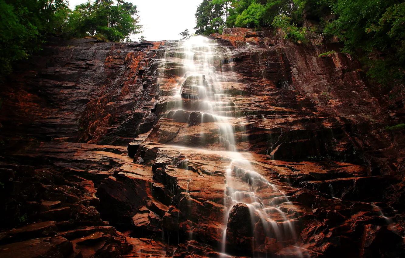 Photo wallpaper nature, rocks, waterfall