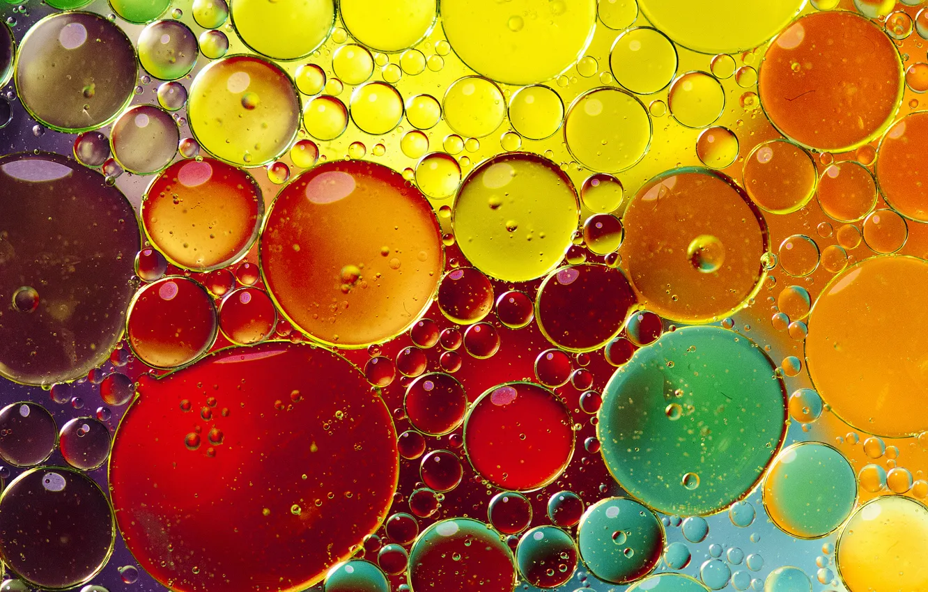 Photo wallpaper water, bubbles, Shine, oil, ball, the air