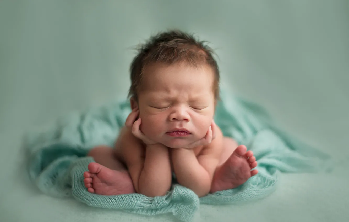 Photo wallpaper children, sleep, scarf, baby, baby