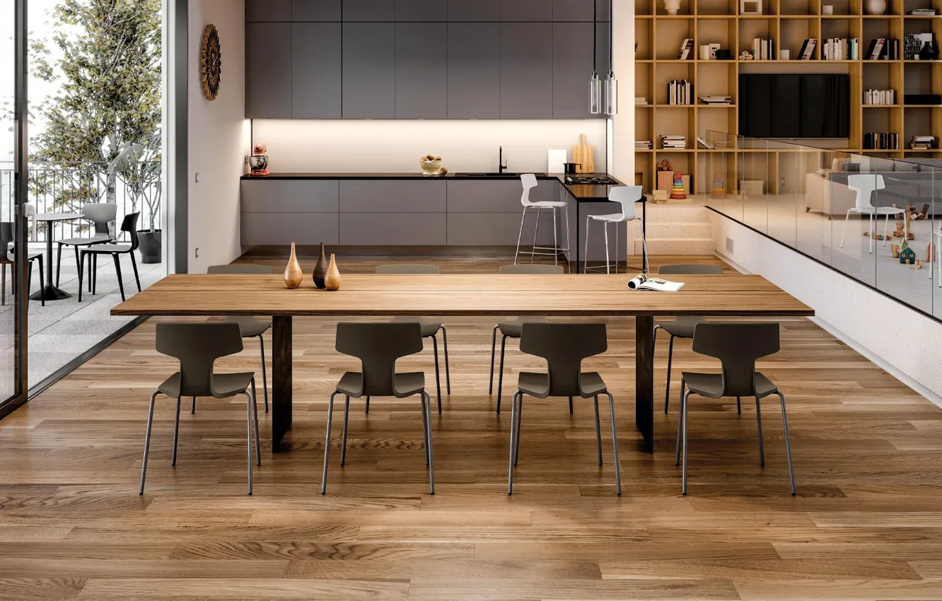 Photo wallpaper design, style, interior, kitchen, living room, dining room, Split, Warm Grey