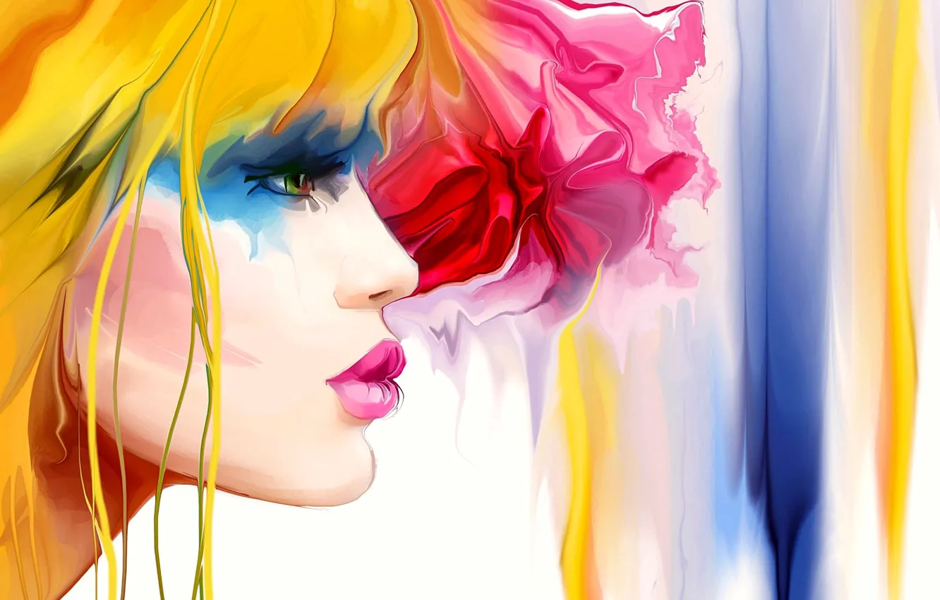 Photo wallpaper girl, style, color, blonde, profile