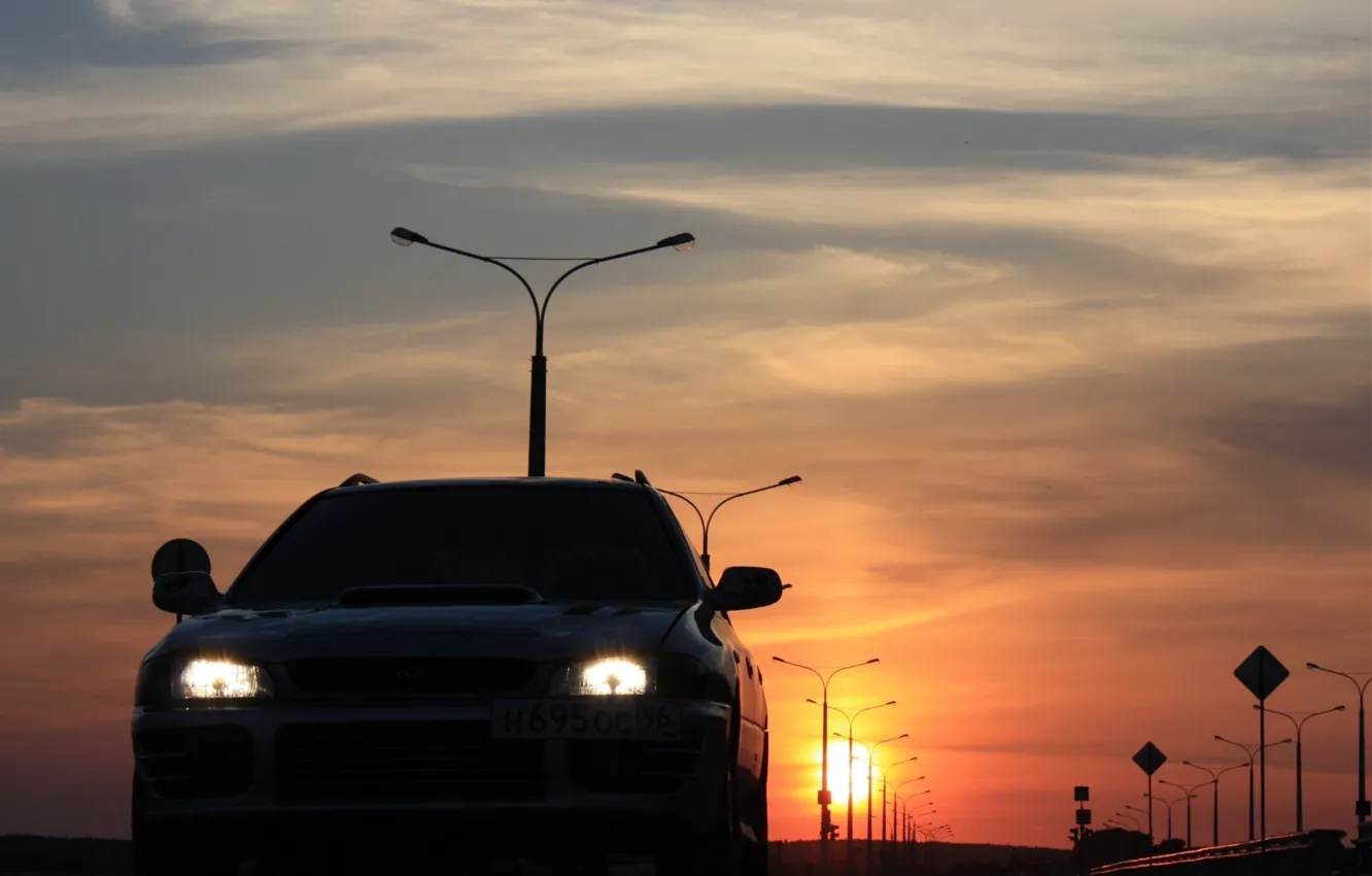 Photo wallpaper sunset, Subaru, Impreza, WRX, "Scooby"