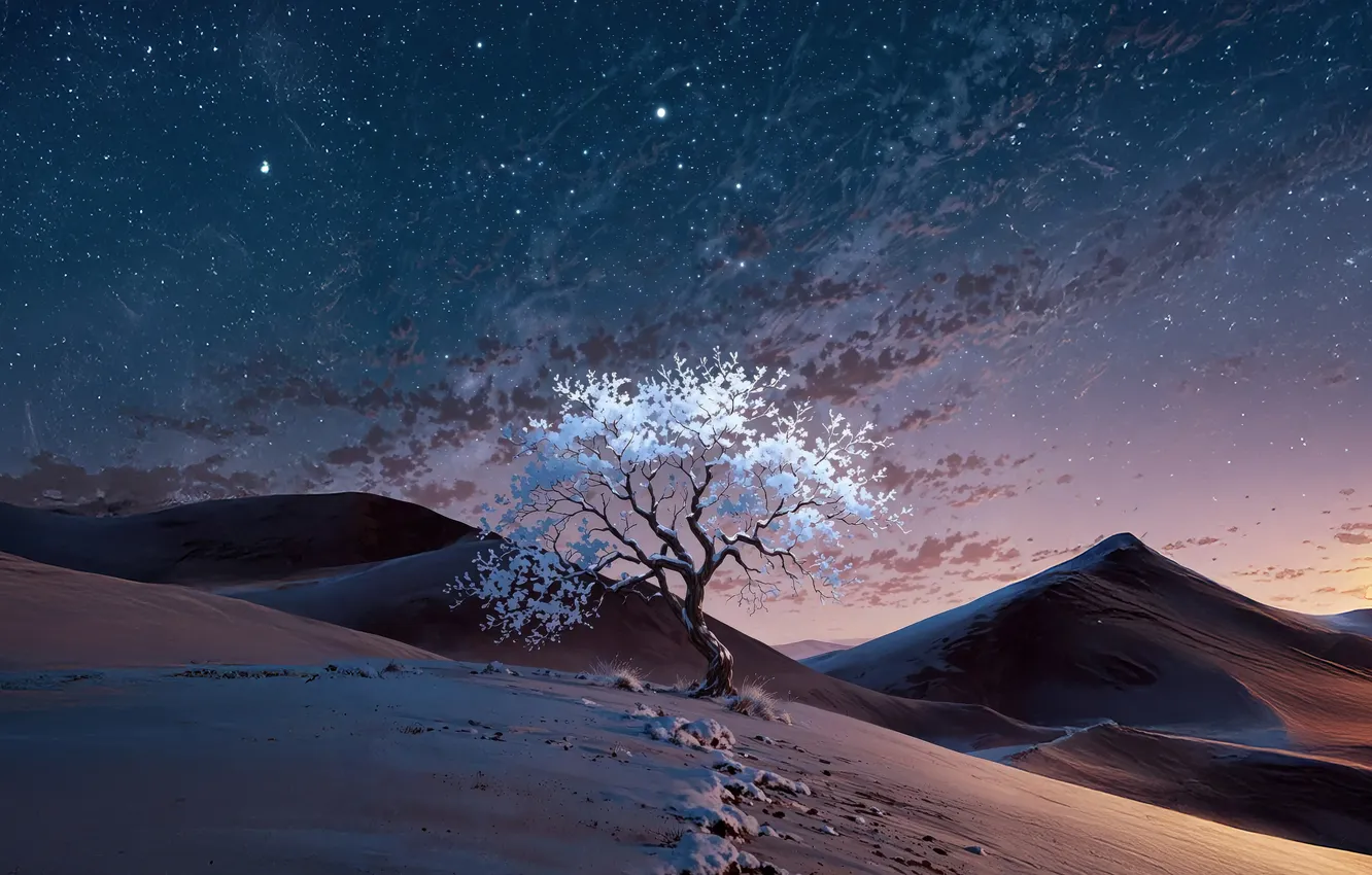 Photo wallpaper twilight, bloom, dunes