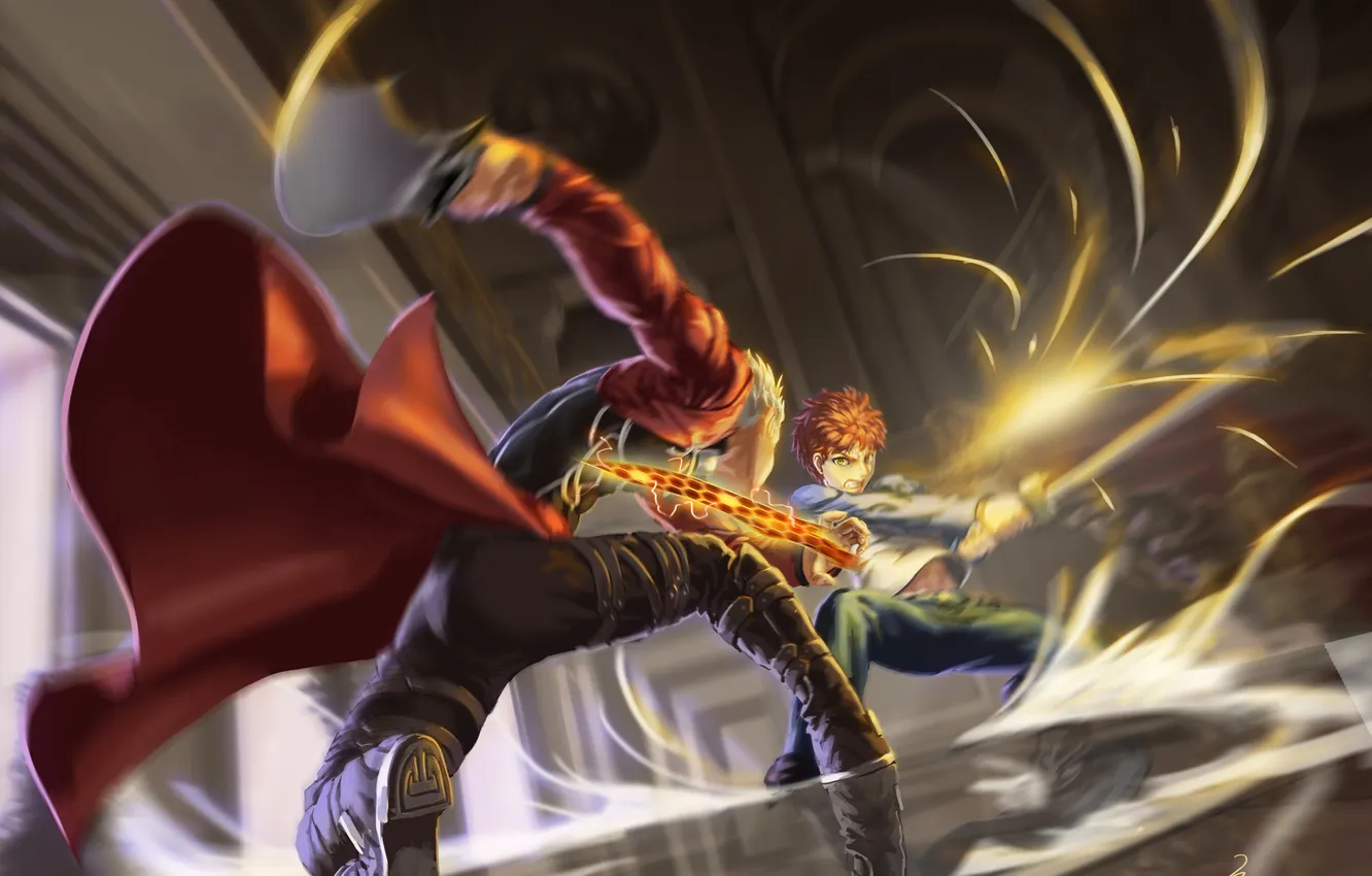 Photo wallpaper weapons, anime, art, guy, the battle, Fate Stay Night, Archer, emiya shirou