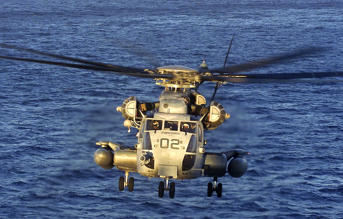 Photo wallpaper sea, CH-53 Sea Stallion, heavy transport helicopter