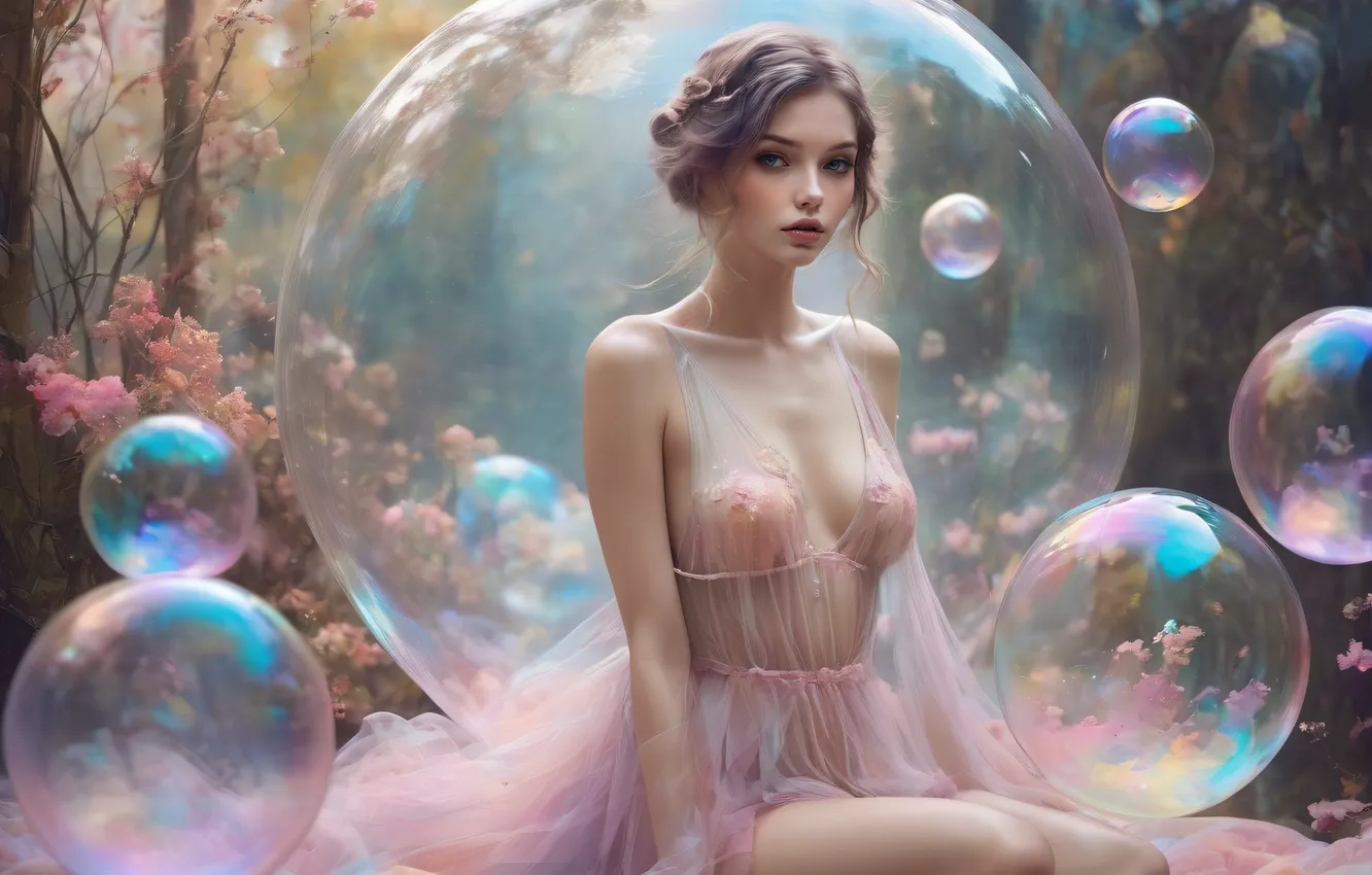 Photo wallpaper girl, AI art, neural network