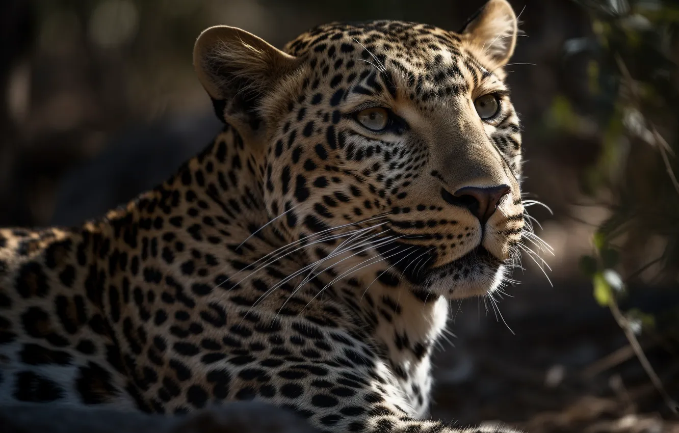 Photo wallpaper look, predator, leopard, big cat, spotted, digital art, AI art, The Art of Artificial Intelligence