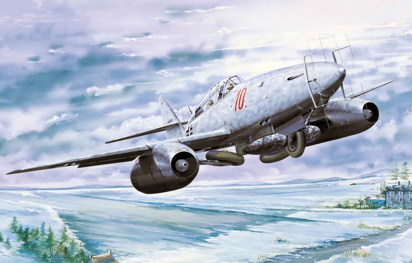 Photo wallpaper Germany, fighter-interceptor, the Wehrmacht, Luftwaffe, night fighter, Vlastimil Suchy, Messerschmitt Me 262B-1a