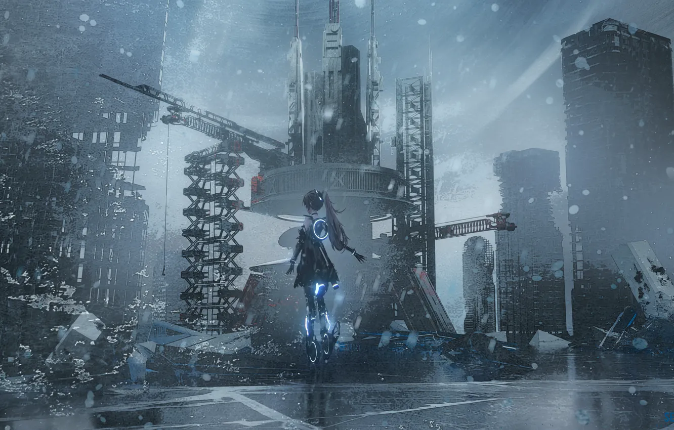 Photo wallpaper girl, the city, ruins, Punishing: Gray Raven, Nanami