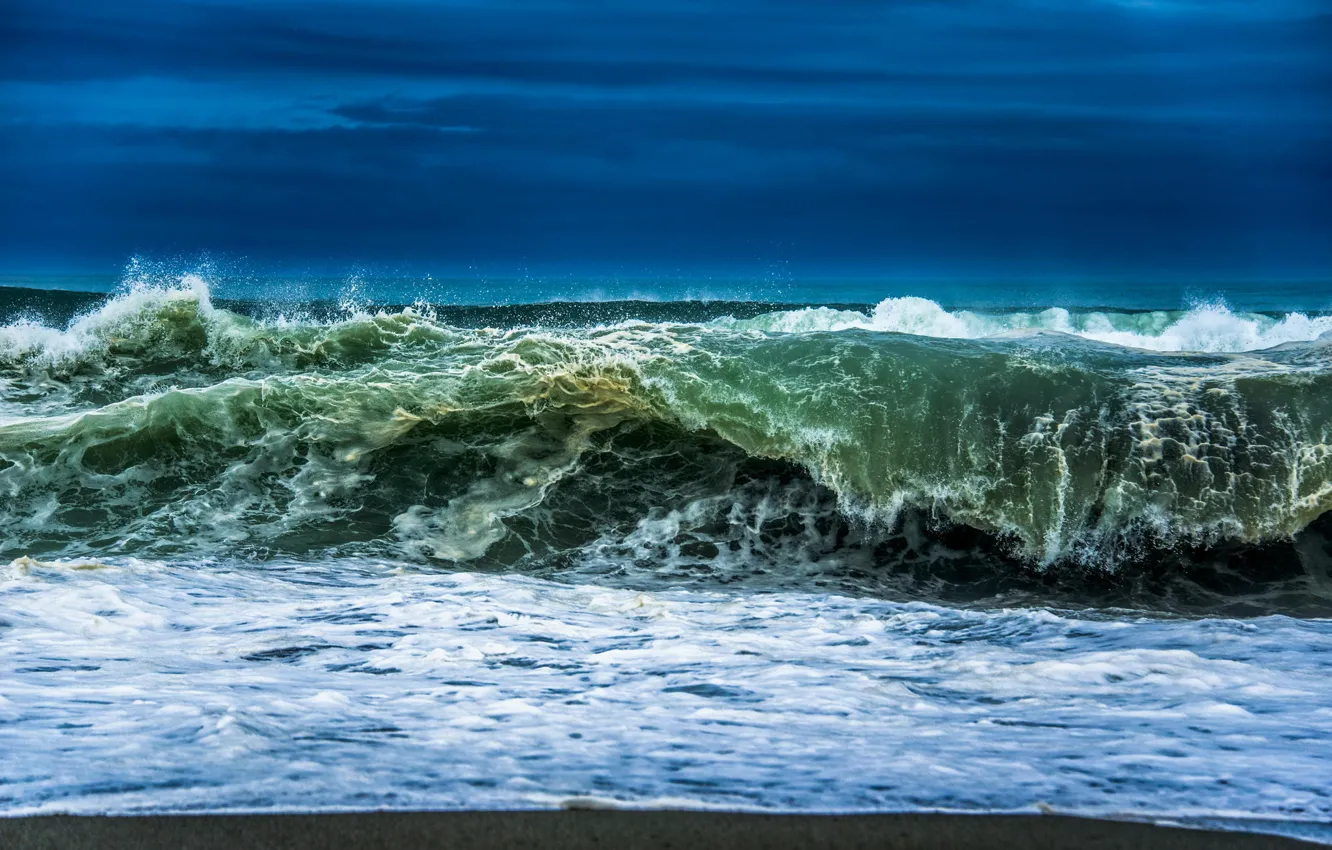 Photo wallpaper wave, beach, foam, nature, the ocean