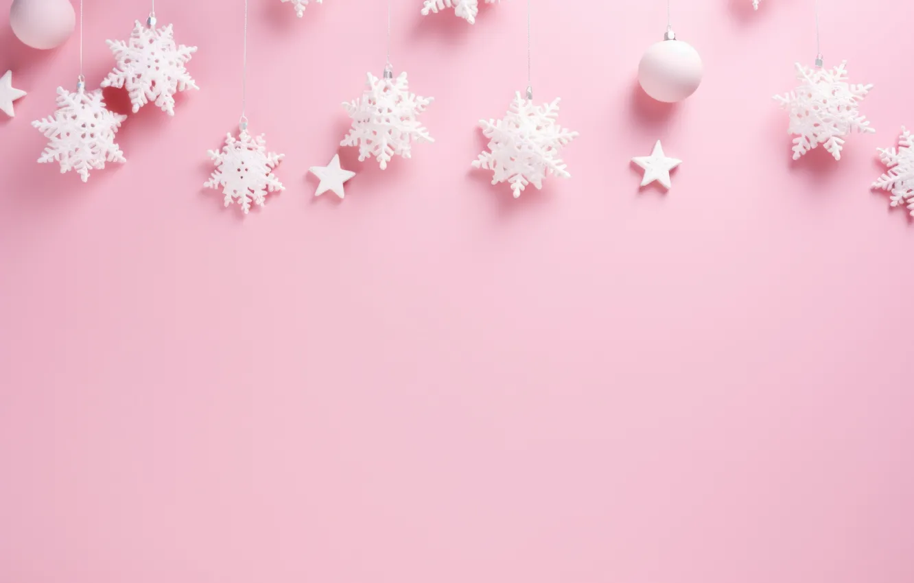 Photo wallpaper balls, balls, new year, Christmas, pink, pink background, Christmas decorations, Christmas decorations