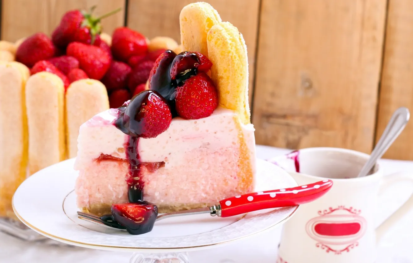 Photo wallpaper strawberry, cake, cheesecake