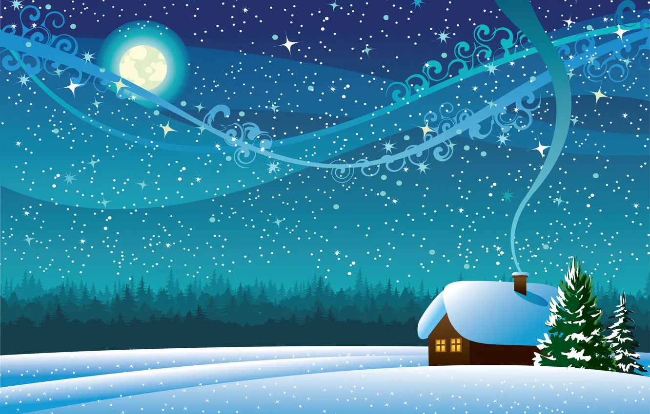 Photo wallpaper winter, snow, home