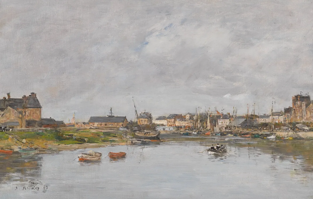 Photo wallpaper home, picture, harbour, the urban landscape, Eugene Boudin, Eugene Boudin, The Port Of Trouville