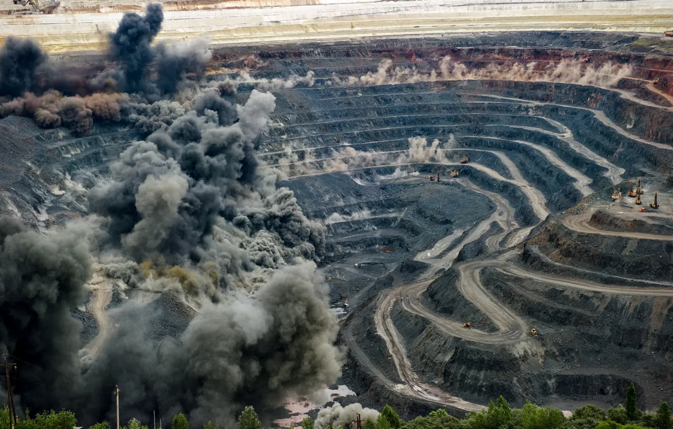 Photo wallpaper the explosion, mine, mining, quarry, ore