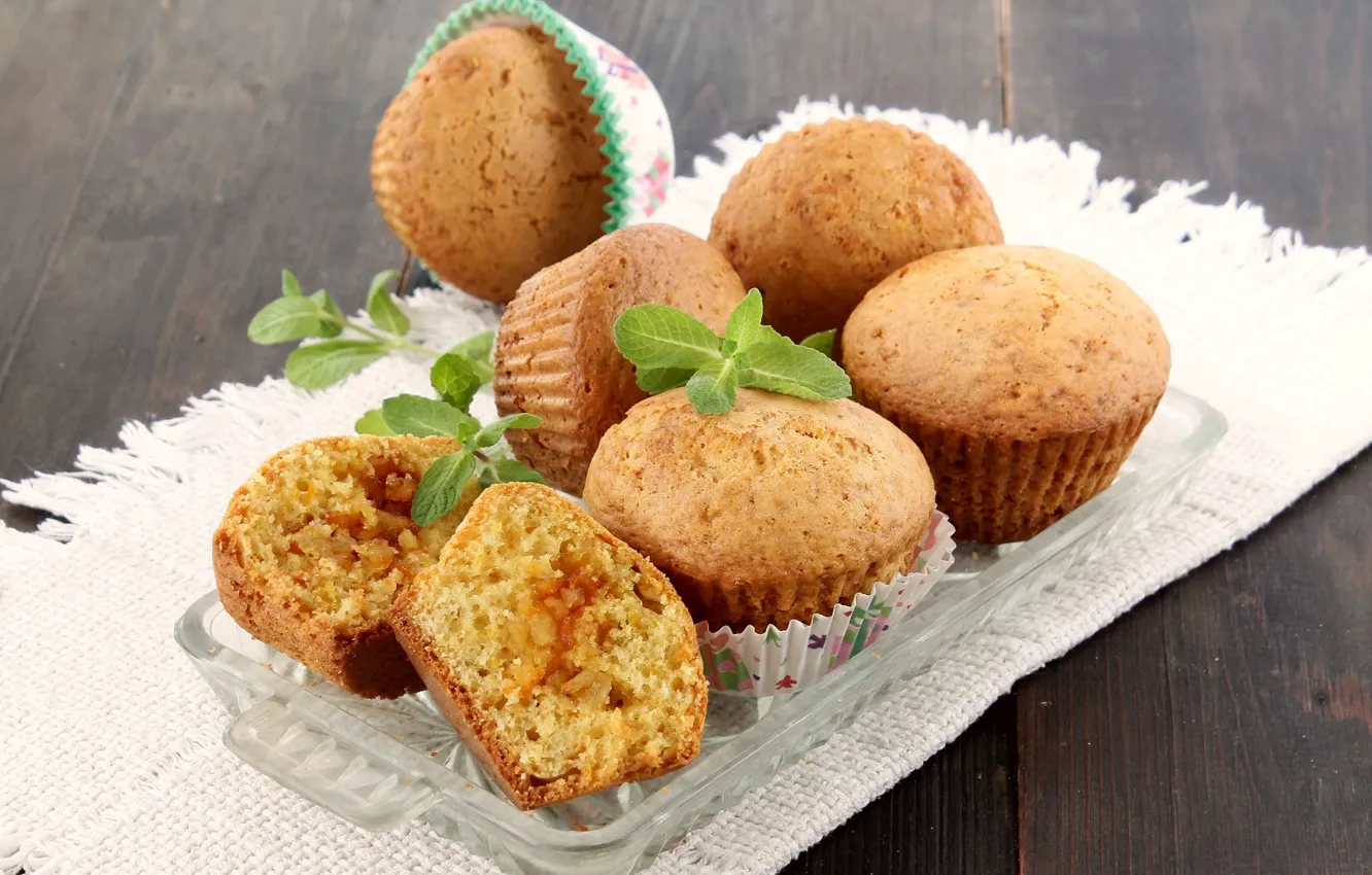 Photo wallpaper mint, cupcakes, filling, muffins