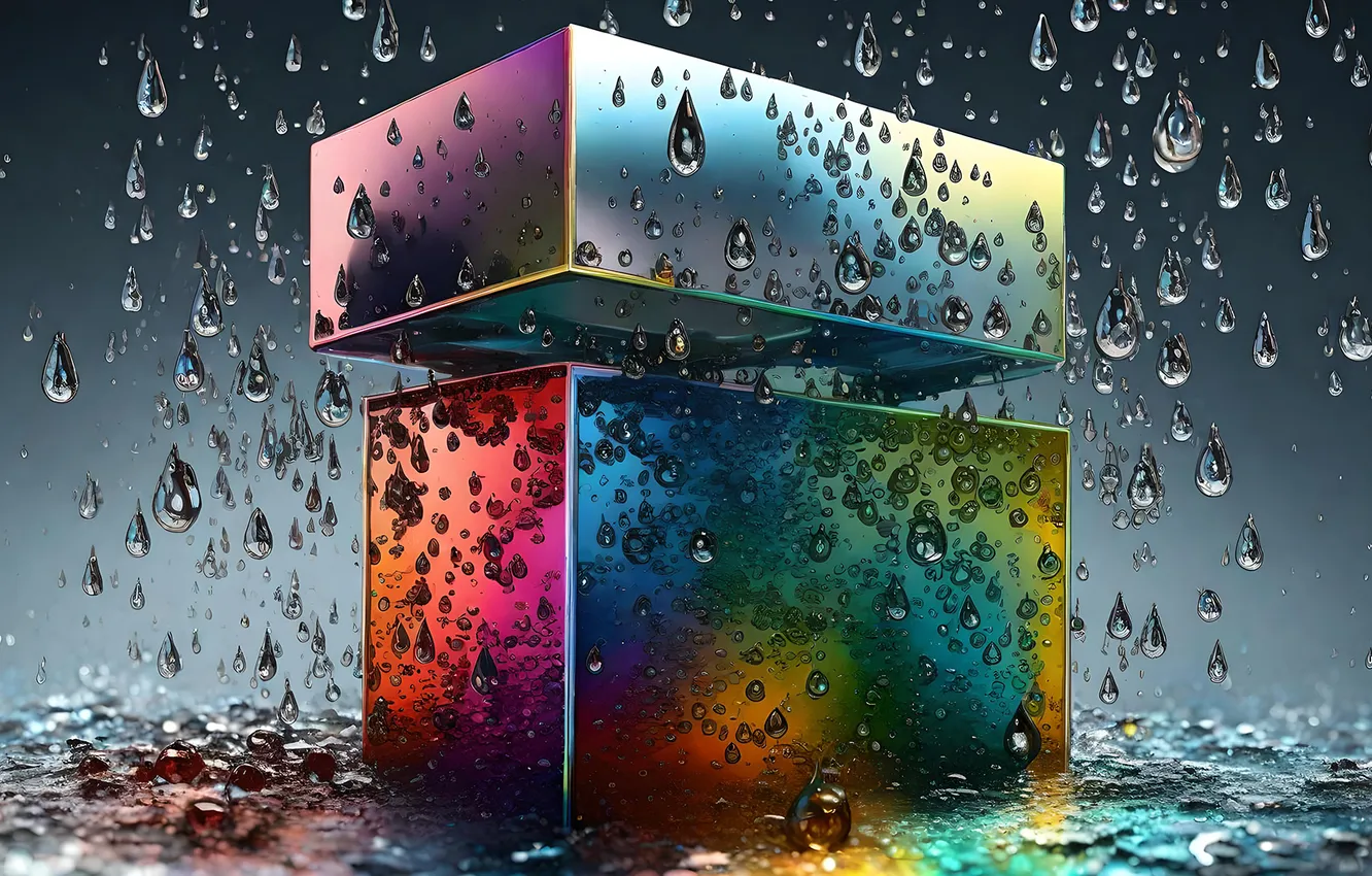 Photo wallpaper drops, color, rectangle