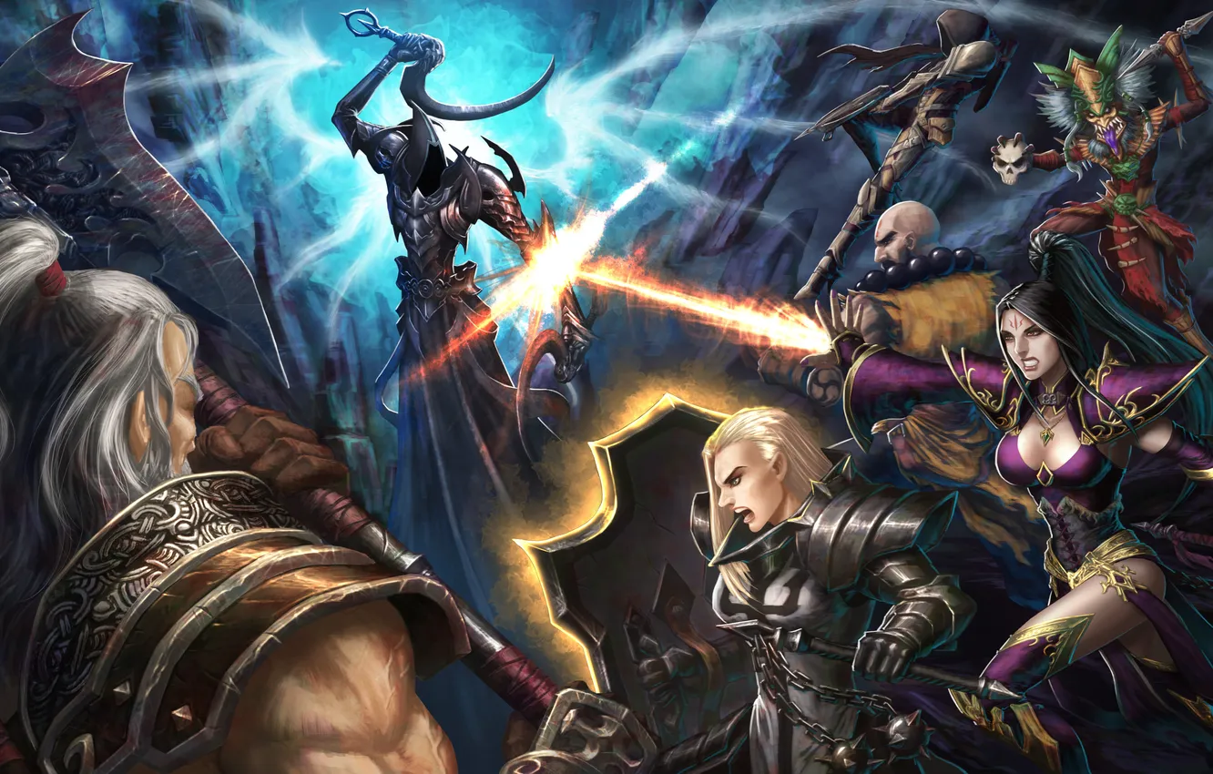 Wallpaper diablo 3, wizard, demon hunter, monk, crusader, barbarian ...