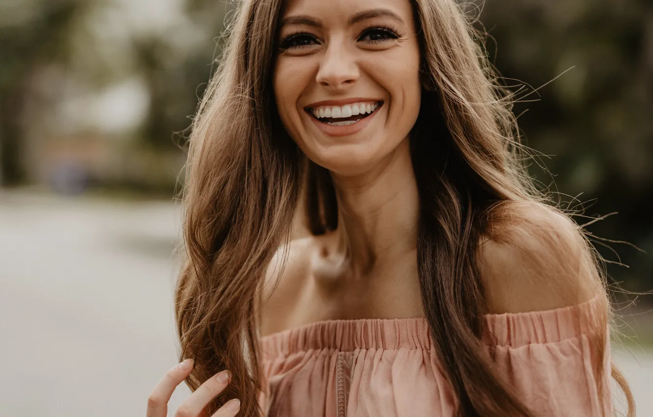 Photo wallpaper girl, joy, face, smile