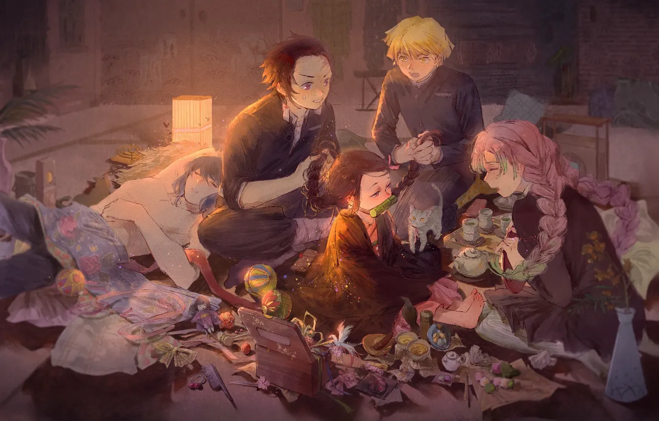 Photo wallpaper room, Nezuko Kamado, The Blade Cleaves Demons, Tanjirou Kamado, Yukinoneko, Zenitsu Agatsuma, Demon Slayer: Kimetsu …