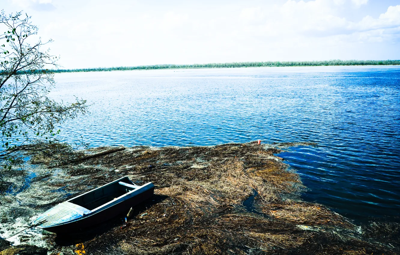 Photo wallpaper boat, Marina, spring, Volga