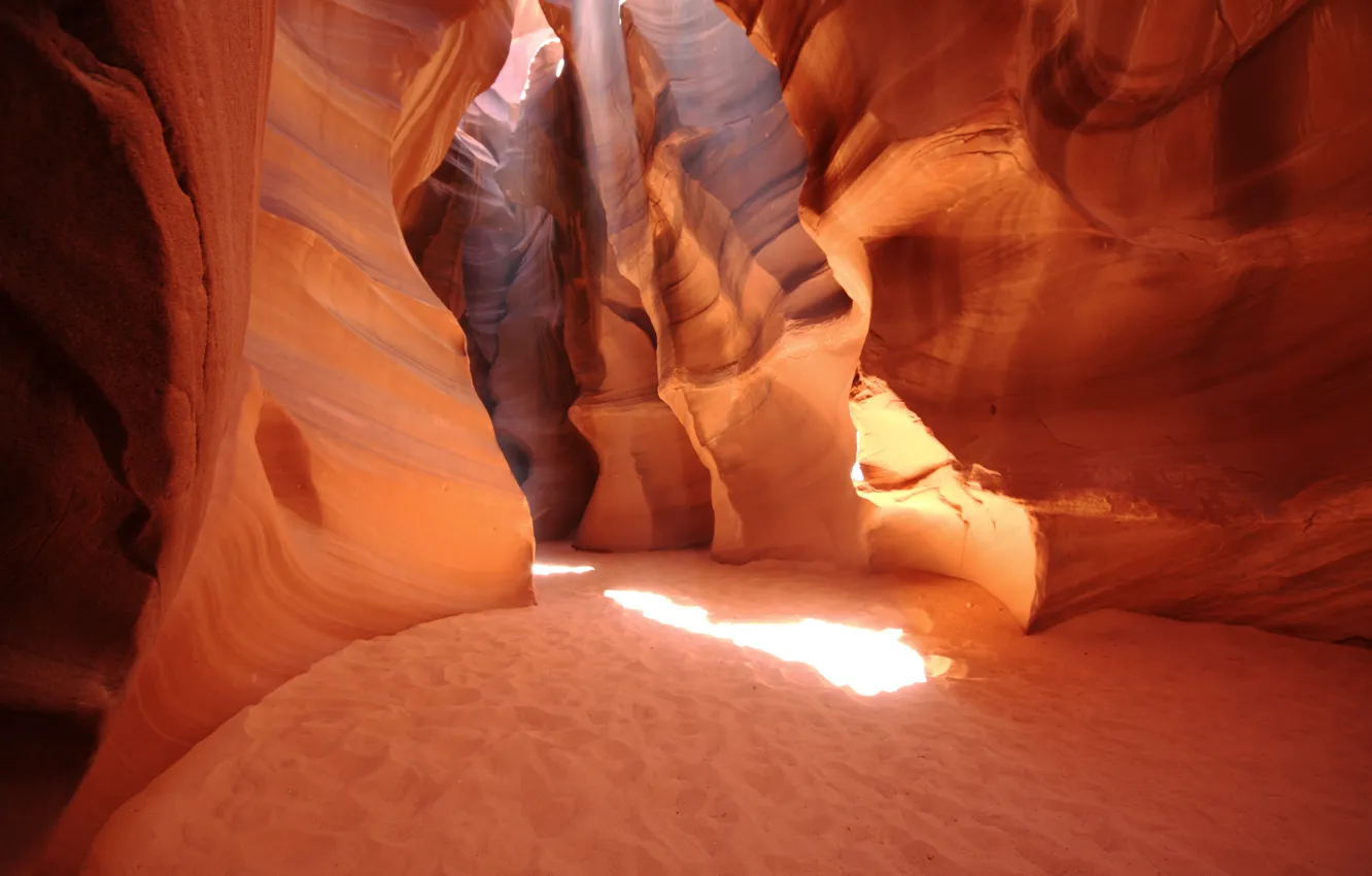 Photo wallpaper sand, rays, light, nature, cave, USA, AZ, caves