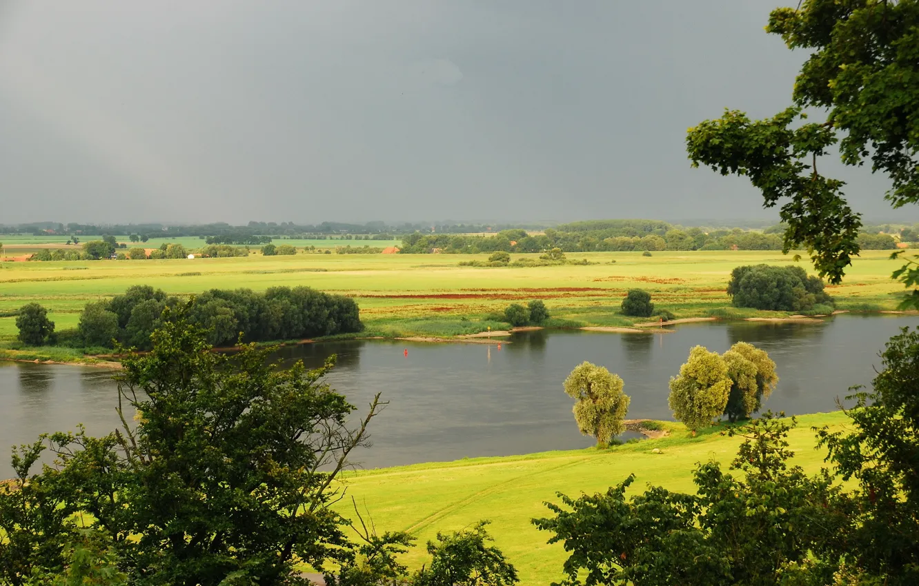 Photo wallpaper summer, the sky, nature, river, Germany, horizon, Hitzacker