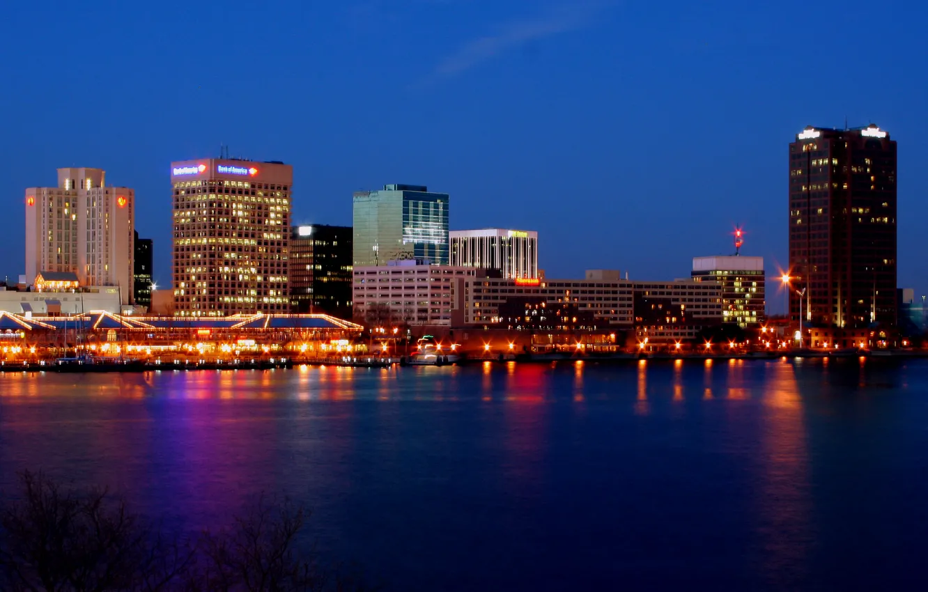 Photo wallpaper Marina, the evening, port, VA, Virginia, Norfolk, Norfolk