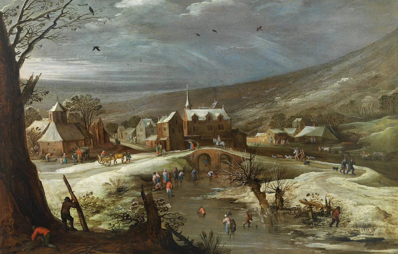 Photo wallpaper picture, winter landscape, Jan Brueghel the elder
