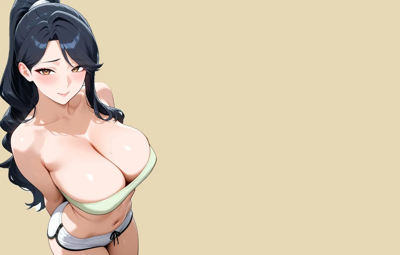 Photo wallpaper girl, hot, sexy, cleavage, boobs, anime, babe, oppai