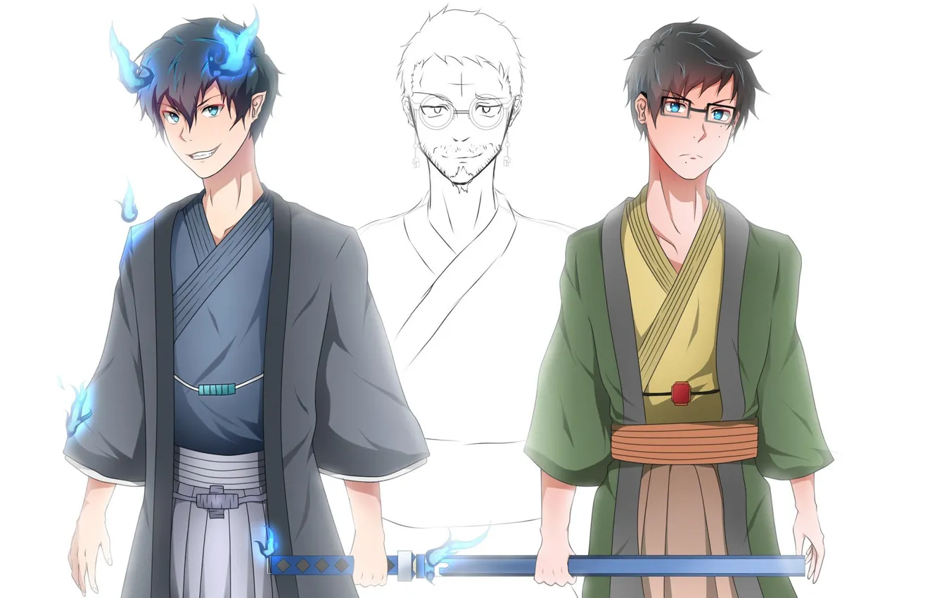 Photo wallpaper sword, Ao no Exorcist, Blue exorcist, Yukio Okumura, Rin Okumura