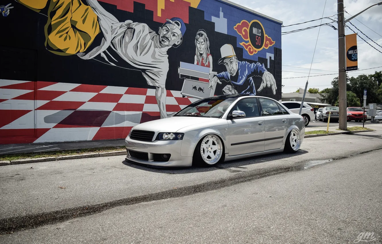 Photo wallpaper Audi, graffiti, tuning, low, stance, street art