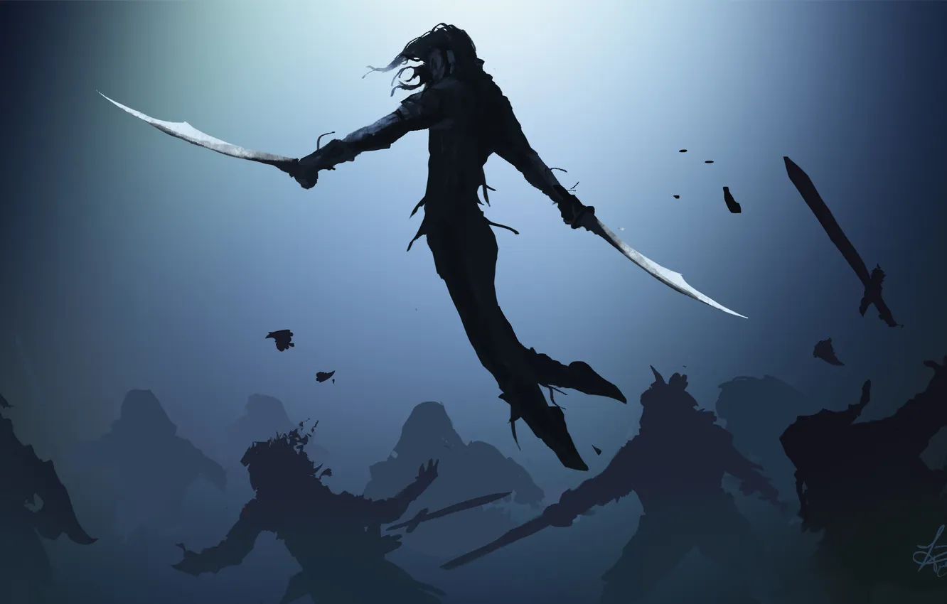 Photo wallpaper weapons, battle, art, ninja, enemies