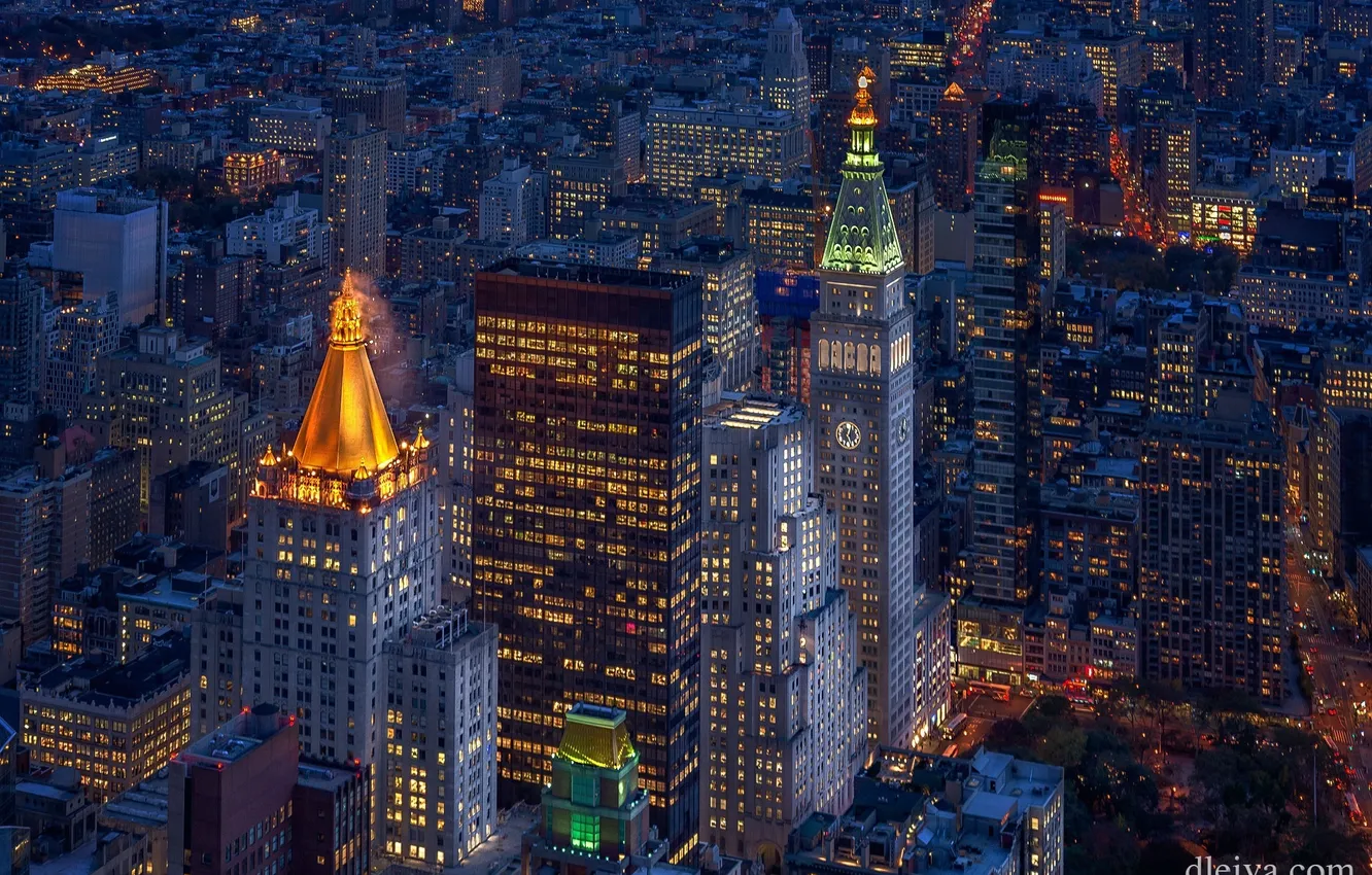 Photo wallpaper lights, the evening, USA, New York