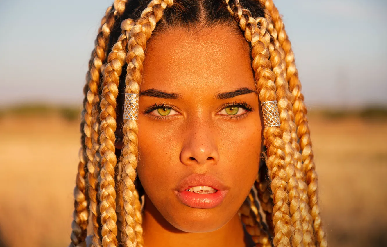 Photo wallpaper beautiful eyes, dreadlocks, Afrocos, girl, hair, style