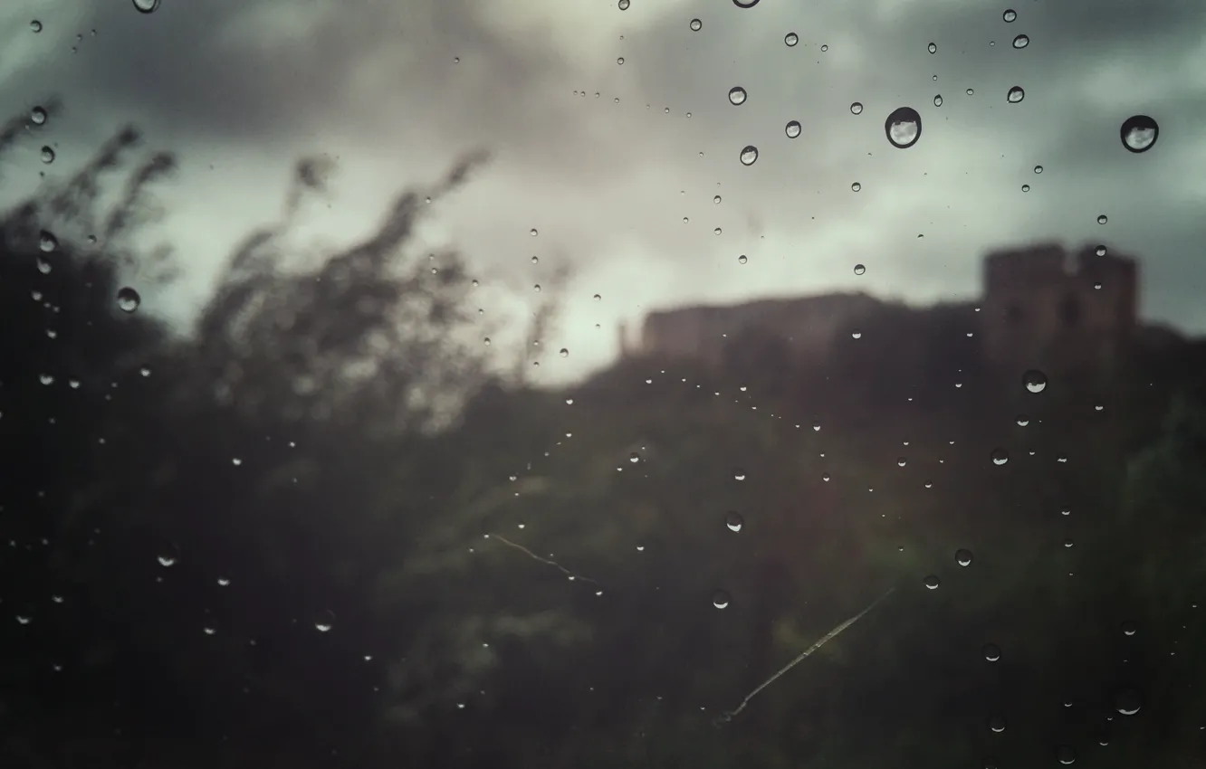 Photo wallpaper the sky, drops, castle, rain, mood, window, rain, sky