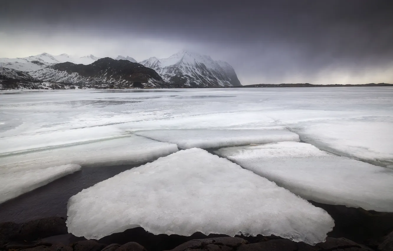 Photo wallpaper ice, winter, sea