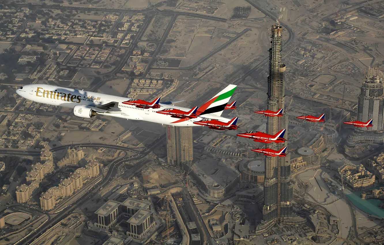 Photo wallpaper the plane, large, hawk, Emirates, family, passenger, for, Hawk