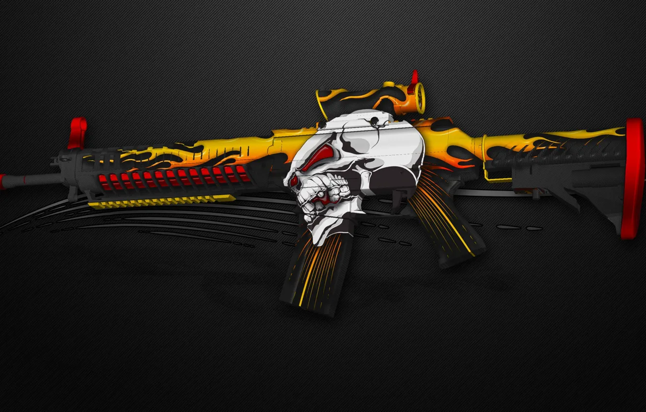 Photo wallpaper flame, skull, paint, Flash, cs go, Workshop, SG553, custom paint job