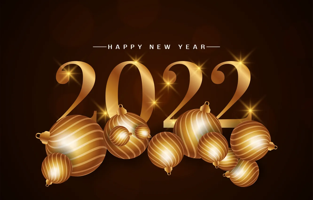 Photo wallpaper gold, new year, figures, golden, black background, New Year, luxury, decoration
